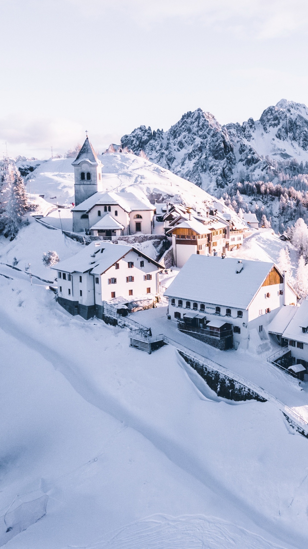滑雪胜地, 度假村, 滑雪道, 窗口, 的房子 壁纸 1080x1920 允许