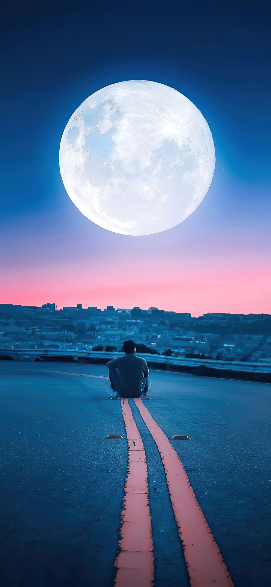 Réflexion, Minecraft, Blue Moon, Pleine Lune, DEUX FOIS. Wallpaper in 1125x2436 Resolution