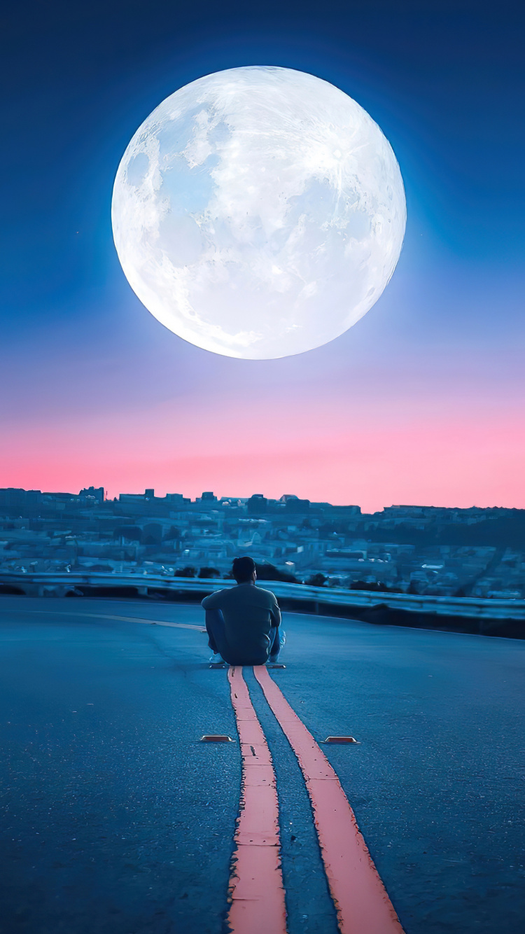 Reflexion, Minecraft, Mond, Blue Moon, Vollmond. Wallpaper in 750x1334 Resolution