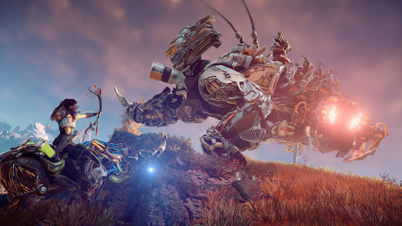 Horizon Zero Dawn, Guerilla Games, Playstation 4, Pc-Spiel, Raum. Wallpaper in 1366x768 Resolution