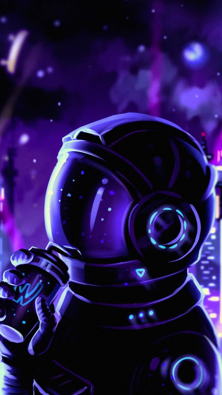 Astronauta, Morado, Violeta, Gas, Espacio. Wallpaper in 720x1280 Resolution