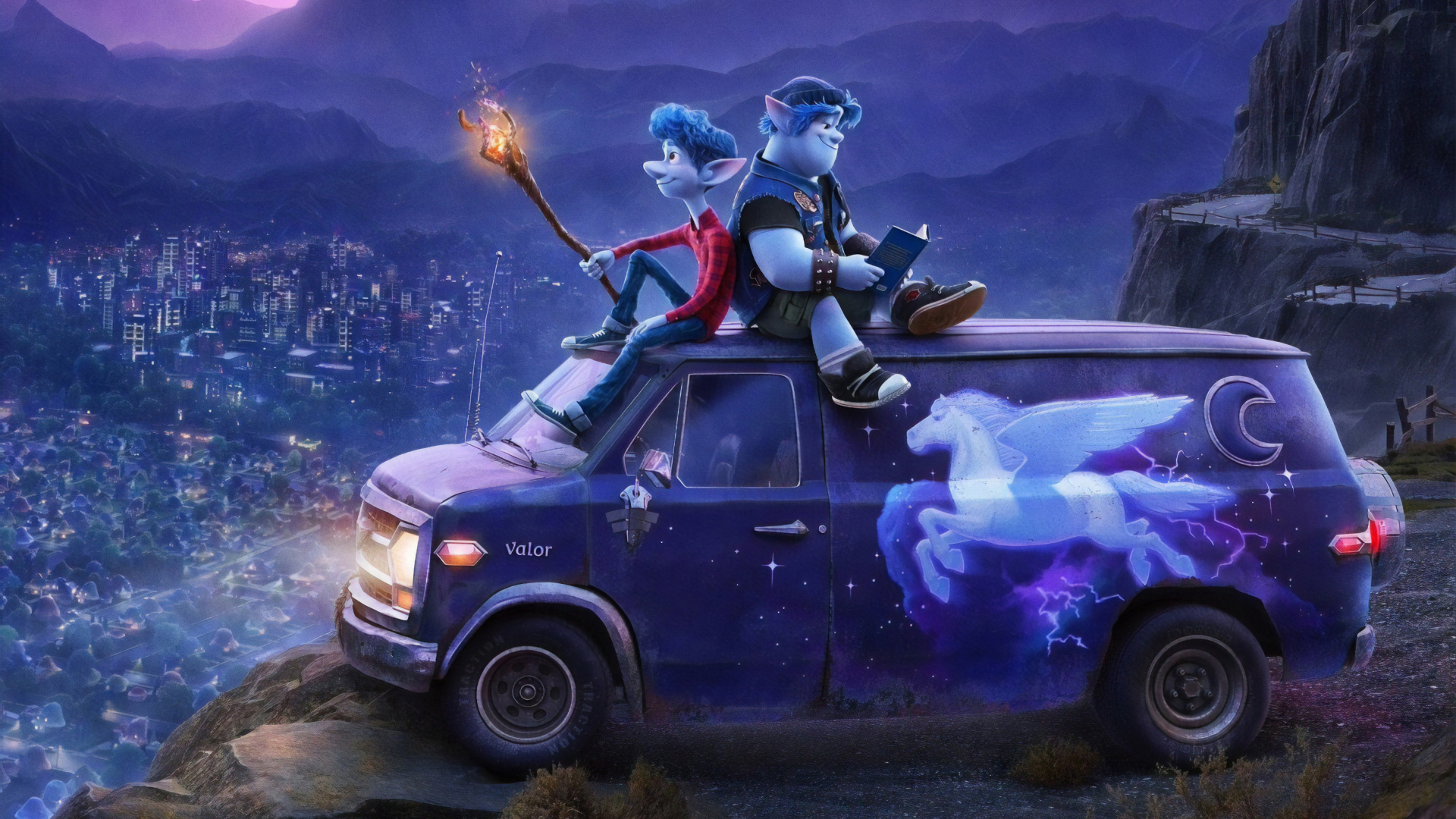 Mann in Schwarzer Jacke Und Blauer Denim-Jeans, Der Nachts Neben Einem Lila SUV Steht. Wallpaper in 1920x1080 Resolution