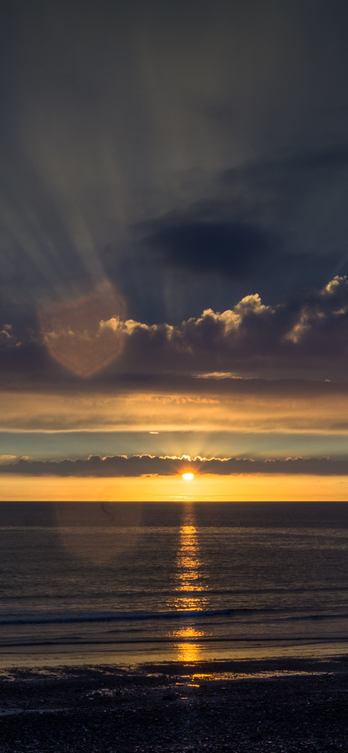 Horizon, Sunset, Sea, Evening, Dawn. Wallpaper in 1125x2436 Resolution