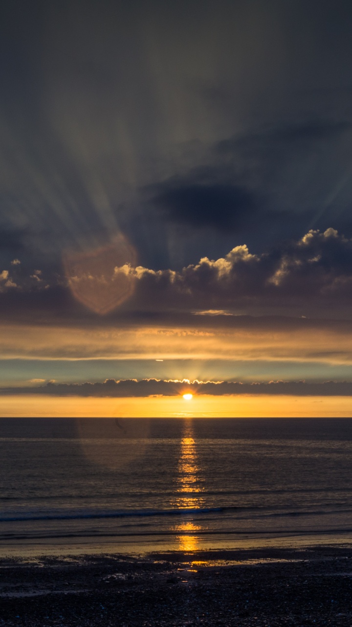 Horizon, Sunset, Sea, Evening, Dawn. Wallpaper in 720x1280 Resolution