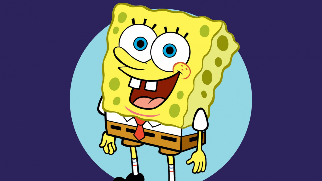 Bob Esponja Pantalones Cuadrados Sosteniendo Una Bolsa Amarilla y Roja. Wallpaper in 1366x768 Resolution