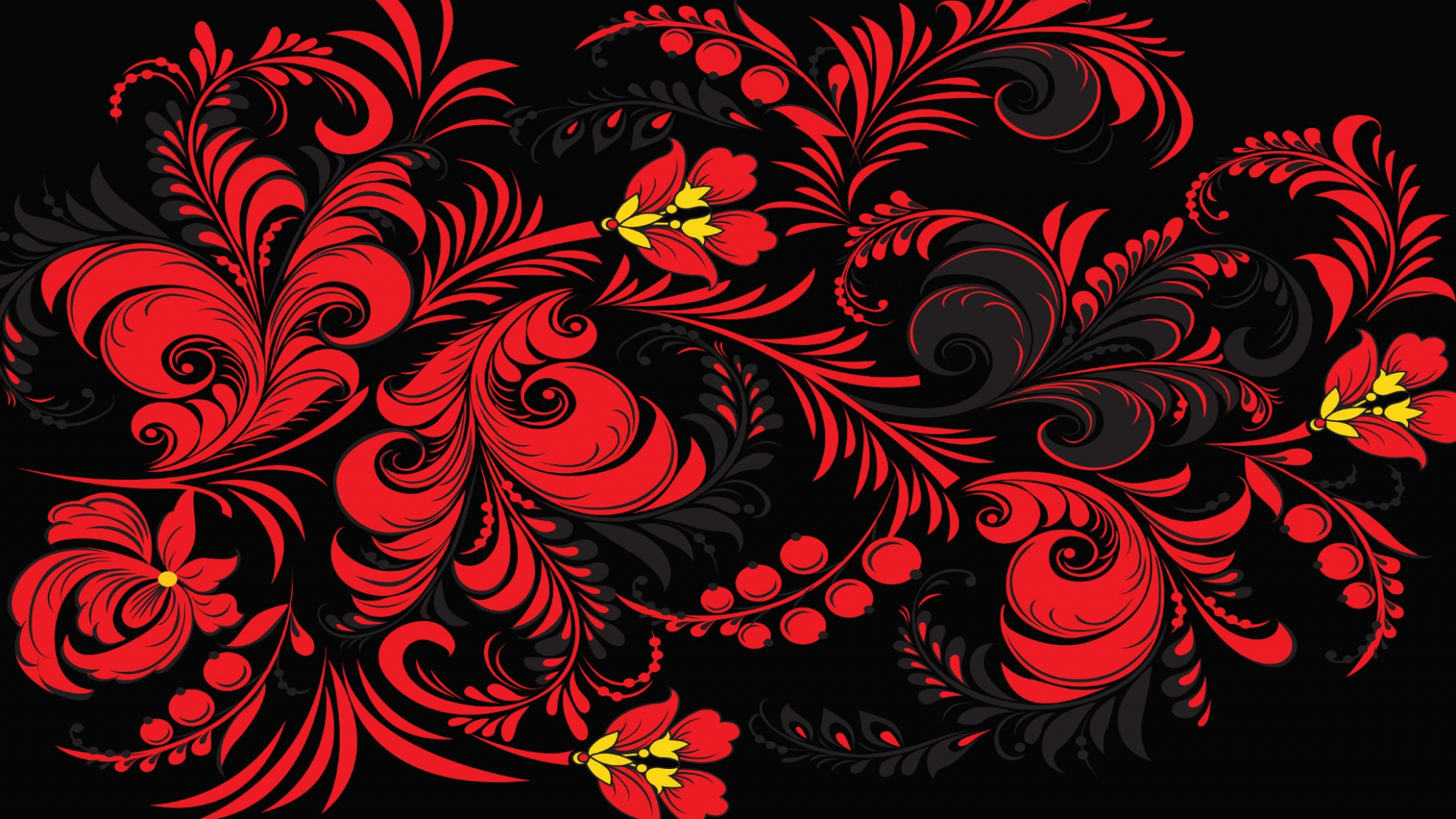Rote Gelbe Und Grüne Blumenillustration. Wallpaper in 1920x1080 Resolution