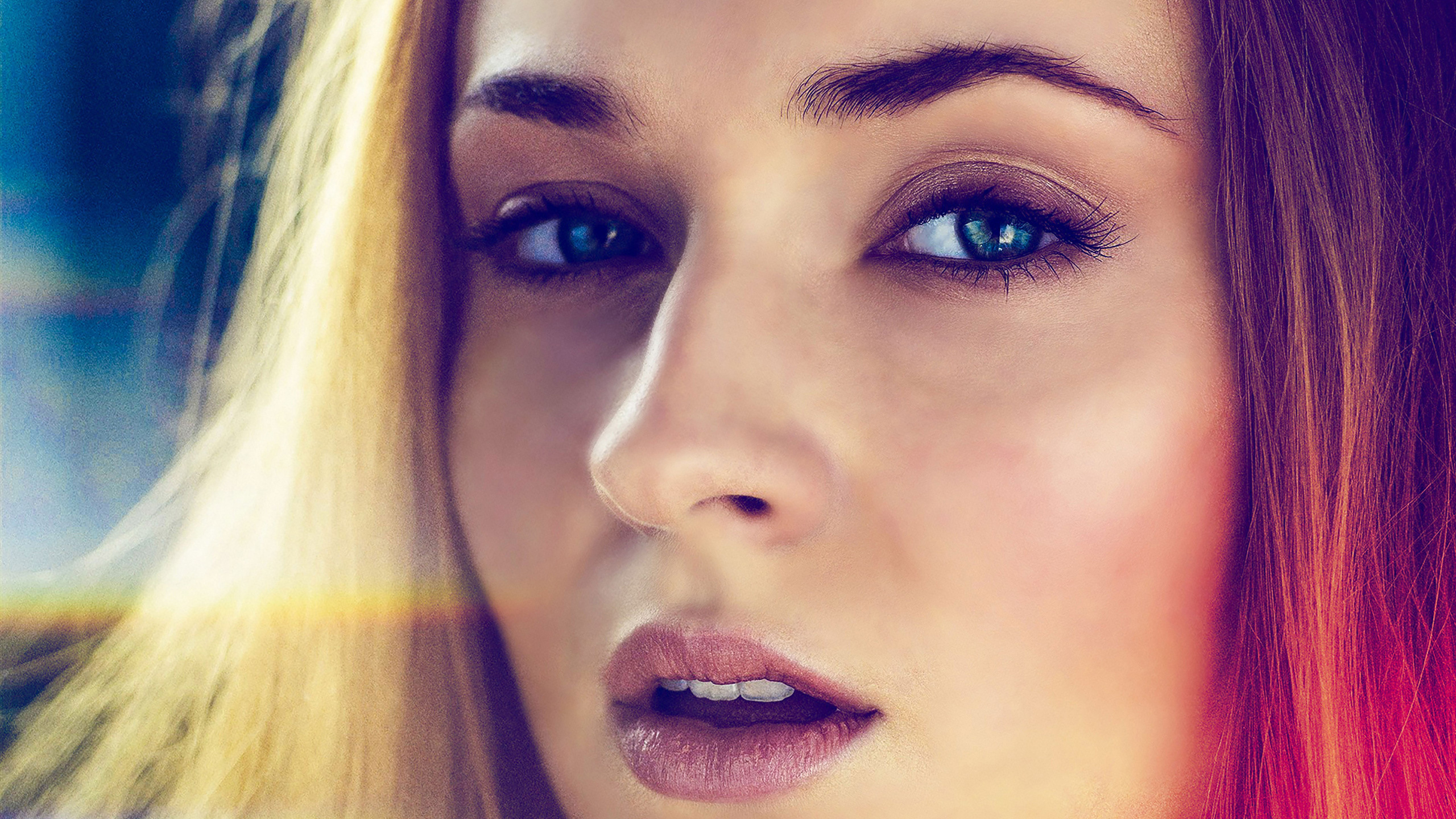 Sophie Turner, Sansa Stark, Entrecejo, Nariz, Mejilla. Wallpaper in 2560x1440 Resolution