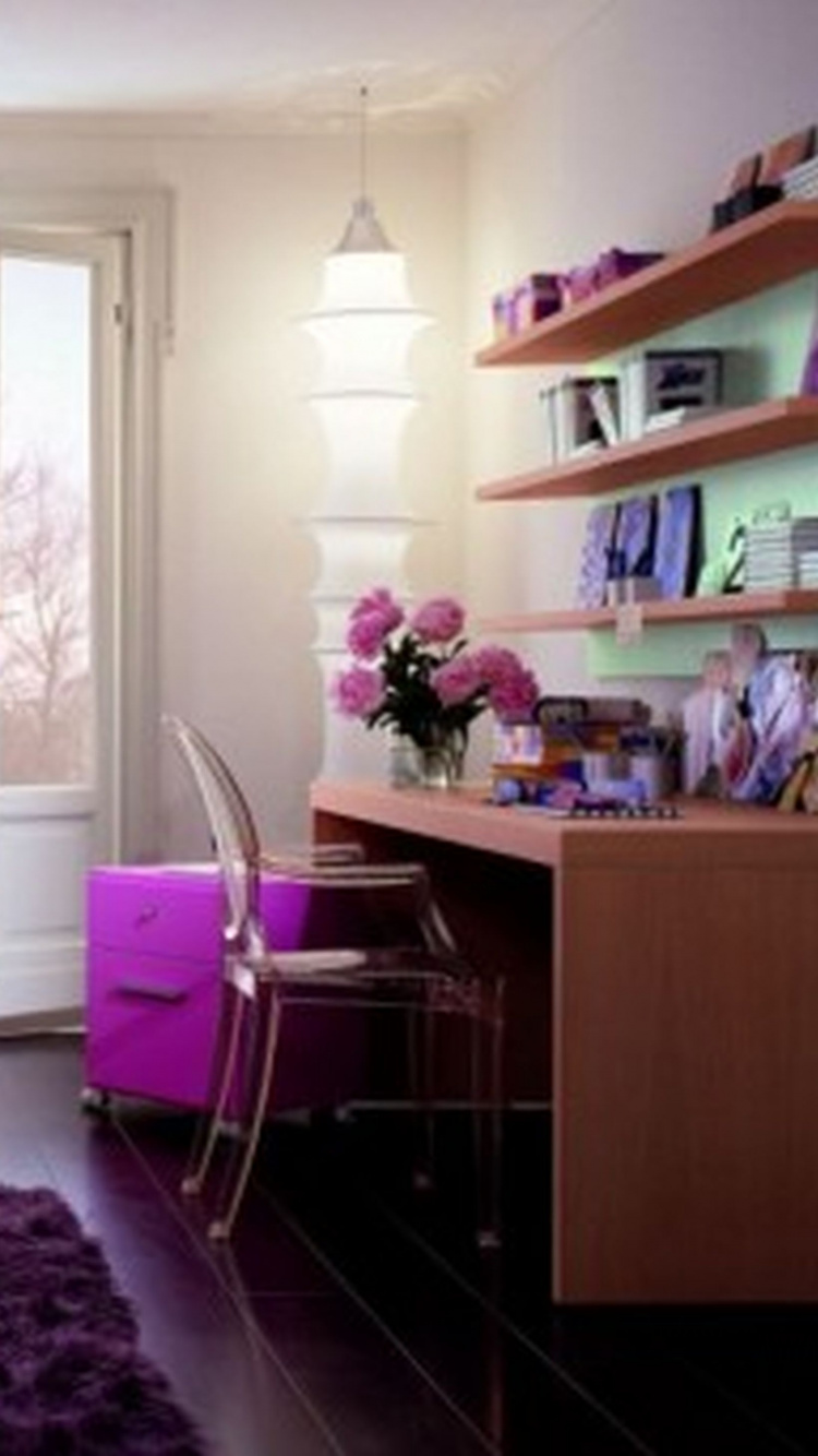 卧室, 房间, 家具, 室内设计, 紫色的 壁纸 750x1334 允许