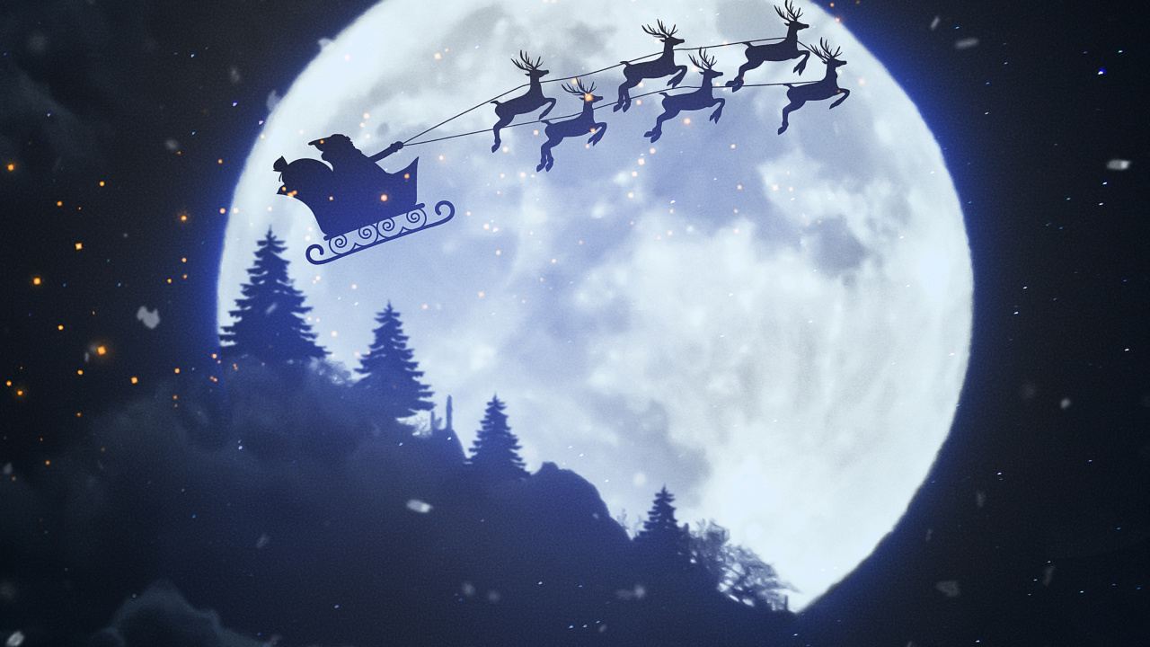 Christmas Moon, Christmas, Atmosphere, World, Moon. Wallpaper in 1280x720 Resolution