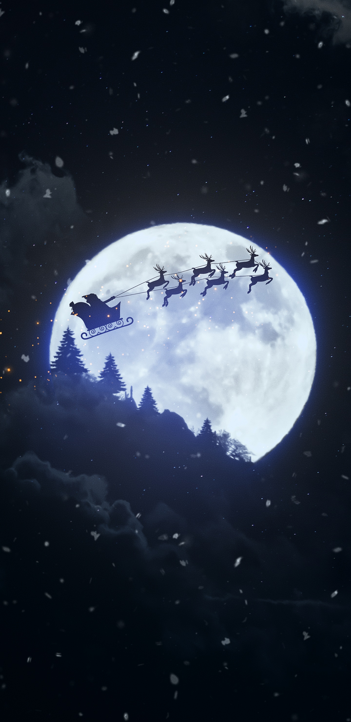 Lune de Noël, Atmosphère, Objet Astronomique, Sciences, Minuit. Wallpaper in 1440x2960 Resolution