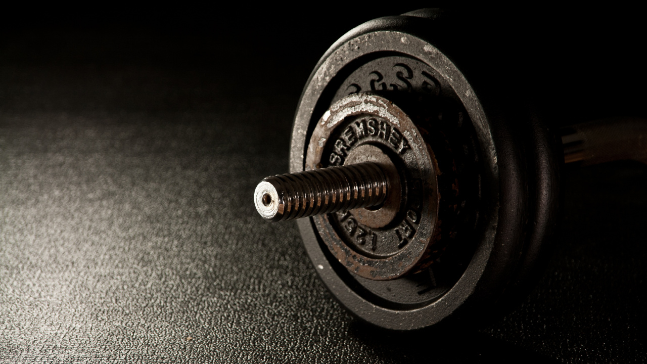 Silver and Black Dumbbell on Black Textile. Wallpaper in 1280x720 Resolution