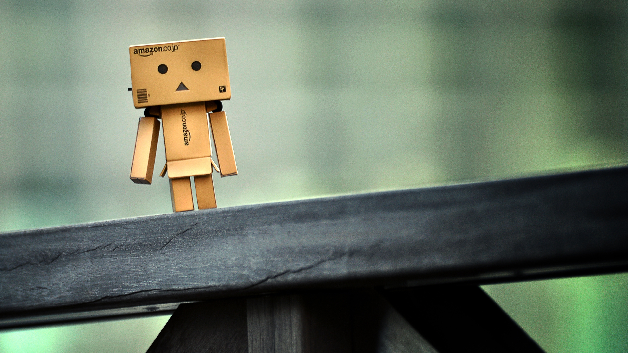 Boîte en Carton Marron Sur Clôture en Bois Noir. Wallpaper in 2560x1440 Resolution