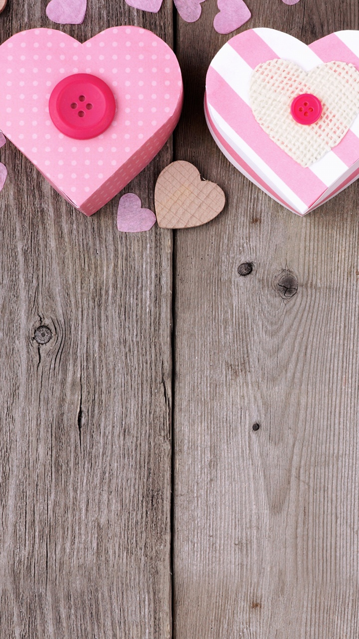 Herzen, Holz, Valentines Tag, Pink, Liebe. Wallpaper in 720x1280 Resolution