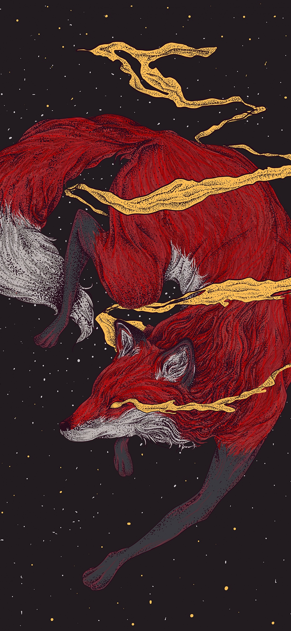 Red and White Smoke Illustration. Wallpaper in 1125x2436 Resolution