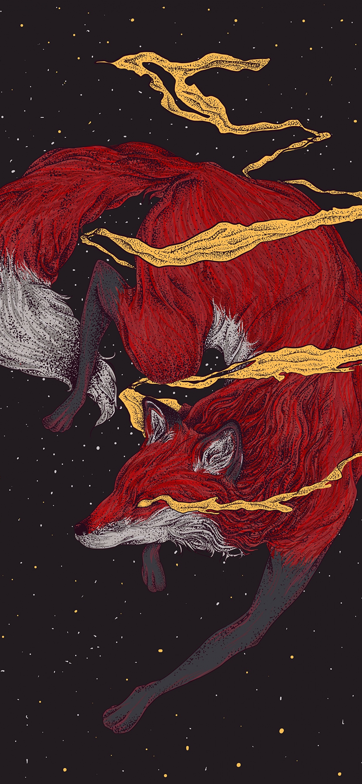 Rote Und Weiße Rauchillustration. Wallpaper in 1242x2688 Resolution