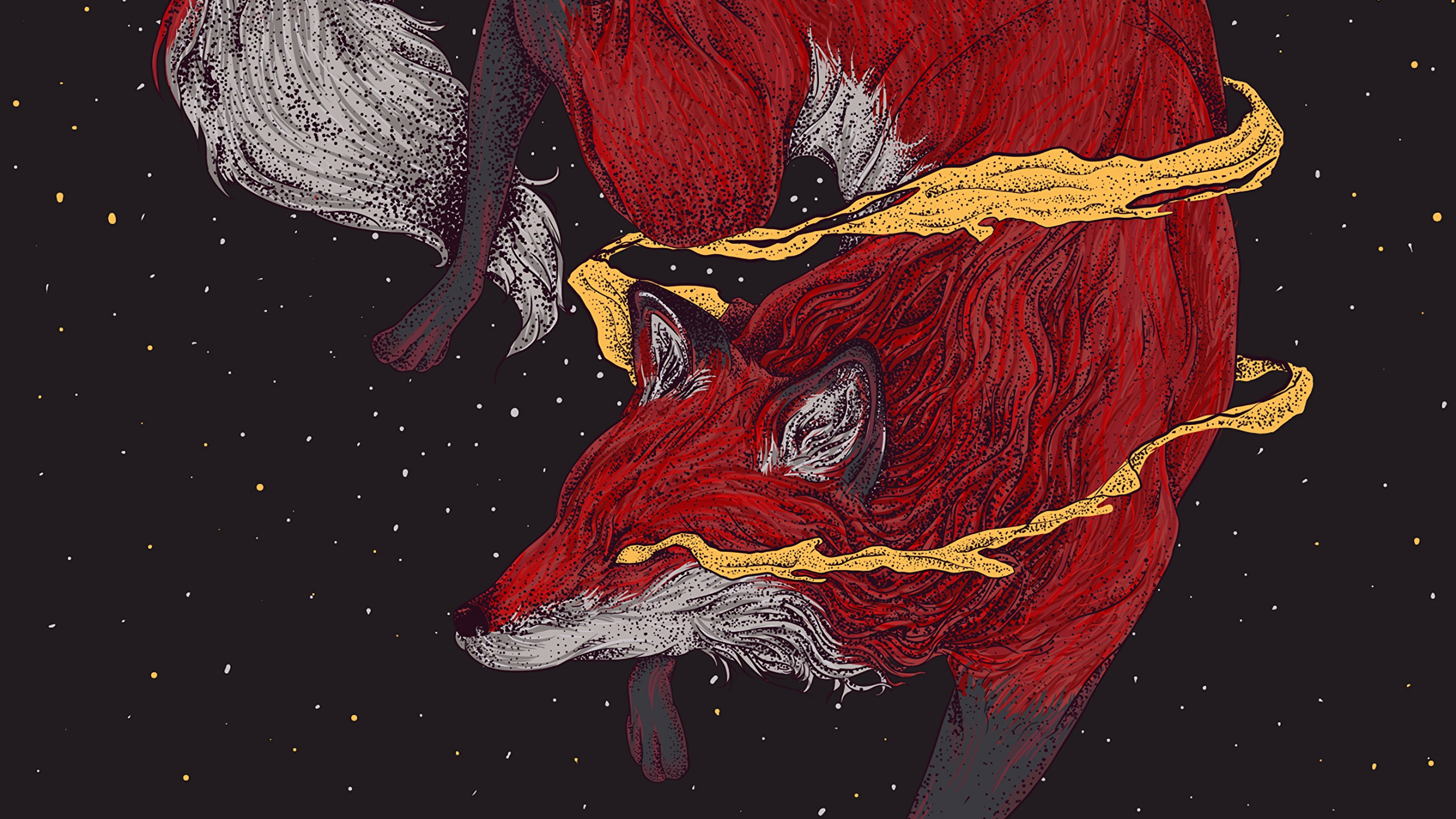 Illustration de Fumée Rouge et Blanche. Wallpaper in 2560x1440 Resolution