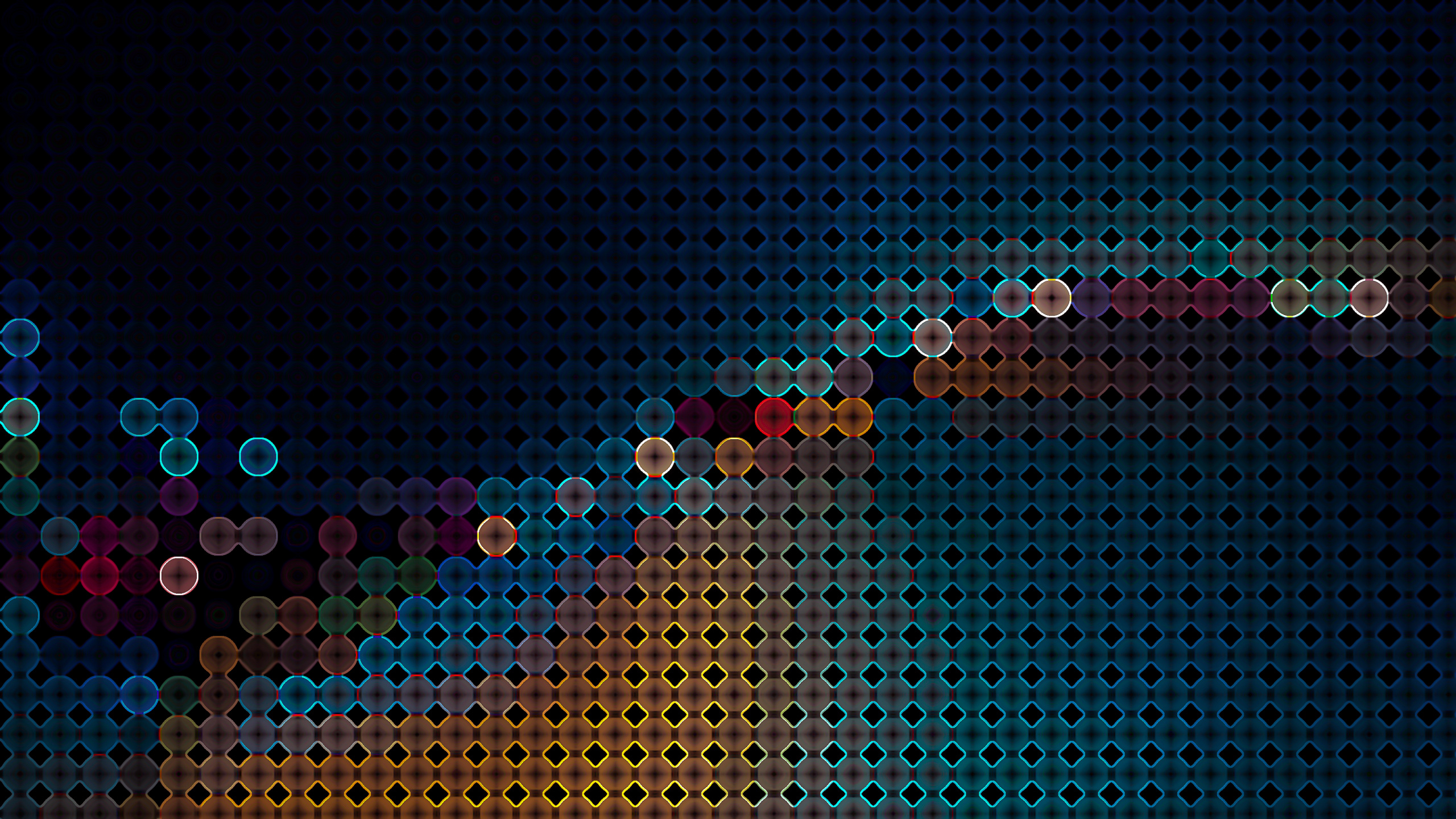 Blue Red and Yellow Balls on Black Surface. Wallpaper in 2560x1440 Resolution