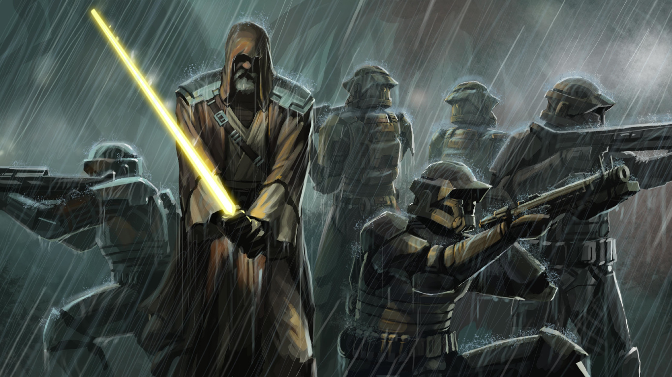 Jedi, Star Wars, Clone Trooper, pc Game, Action Film. Wallpaper in 1366x768 Resolution