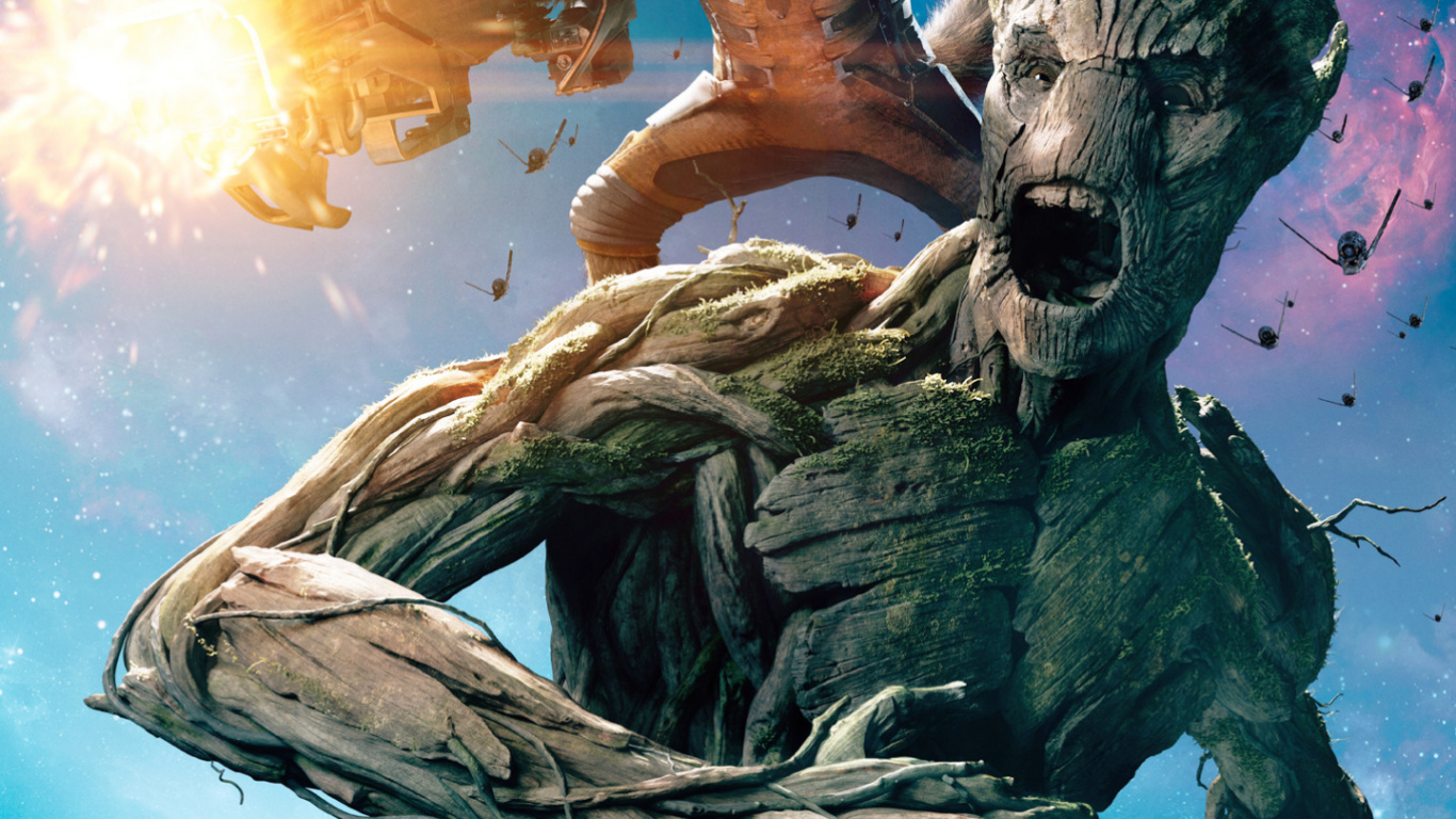 Baby Groot, Rocket Raccoon, Star-Lord, Drax The Destroyer, Marvel Comics. Wallpaper in 1366x768 Resolution