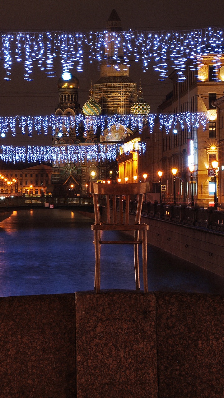 Reflection, Christmas Lights, Night, Waterway, Lighting. Wallpaper in 720x1280 Resolution