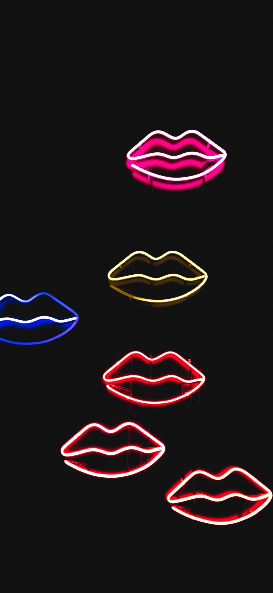 Heart Shaped Red and Blue Hearts Illustration. Wallpaper in 1125x2436 Resolution