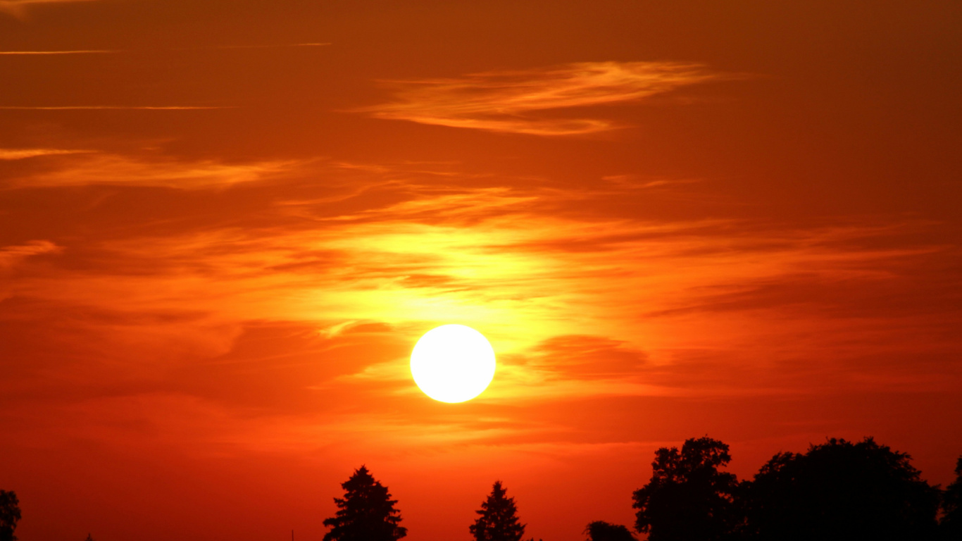 日落, 余辉, 太阳, 日出, 地球的气氛 壁纸 1366x768 允许