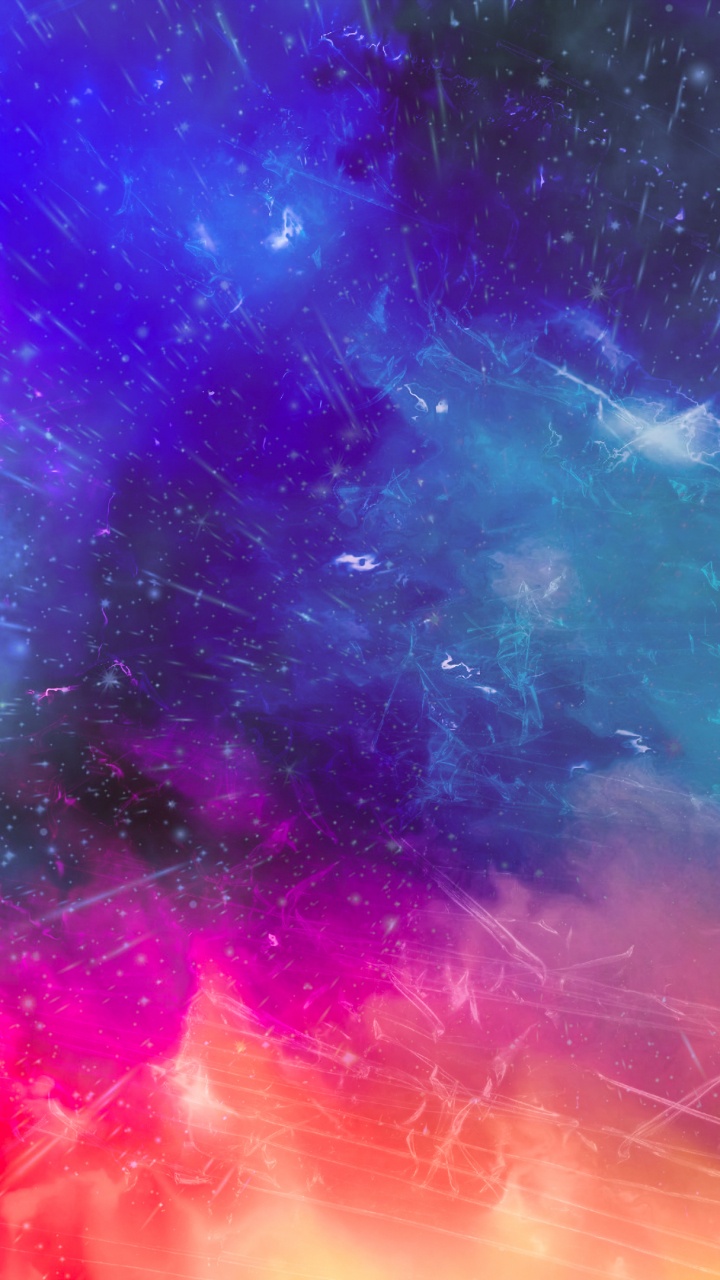 Peinture Abstraite Bleu Rouge et Orange. Wallpaper in 720x1280 Resolution