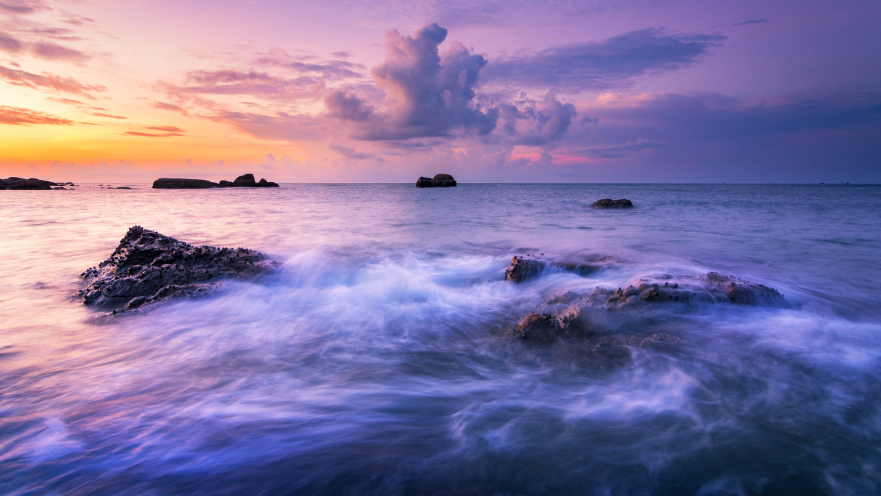 Olas Rompiendo, Oceano, Agua, Ambiente, Azul. Wallpaper in 1280x720 Resolution