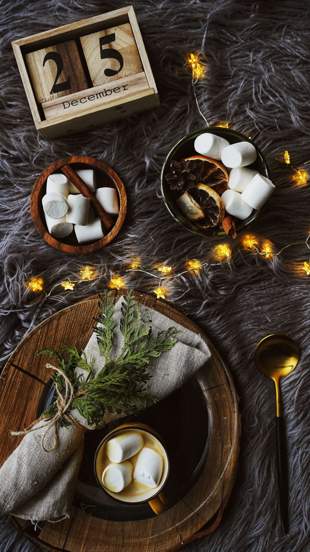 White and Brown Round Ornament on Gray Round Plate. Wallpaper in 1080x1920 Resolution
