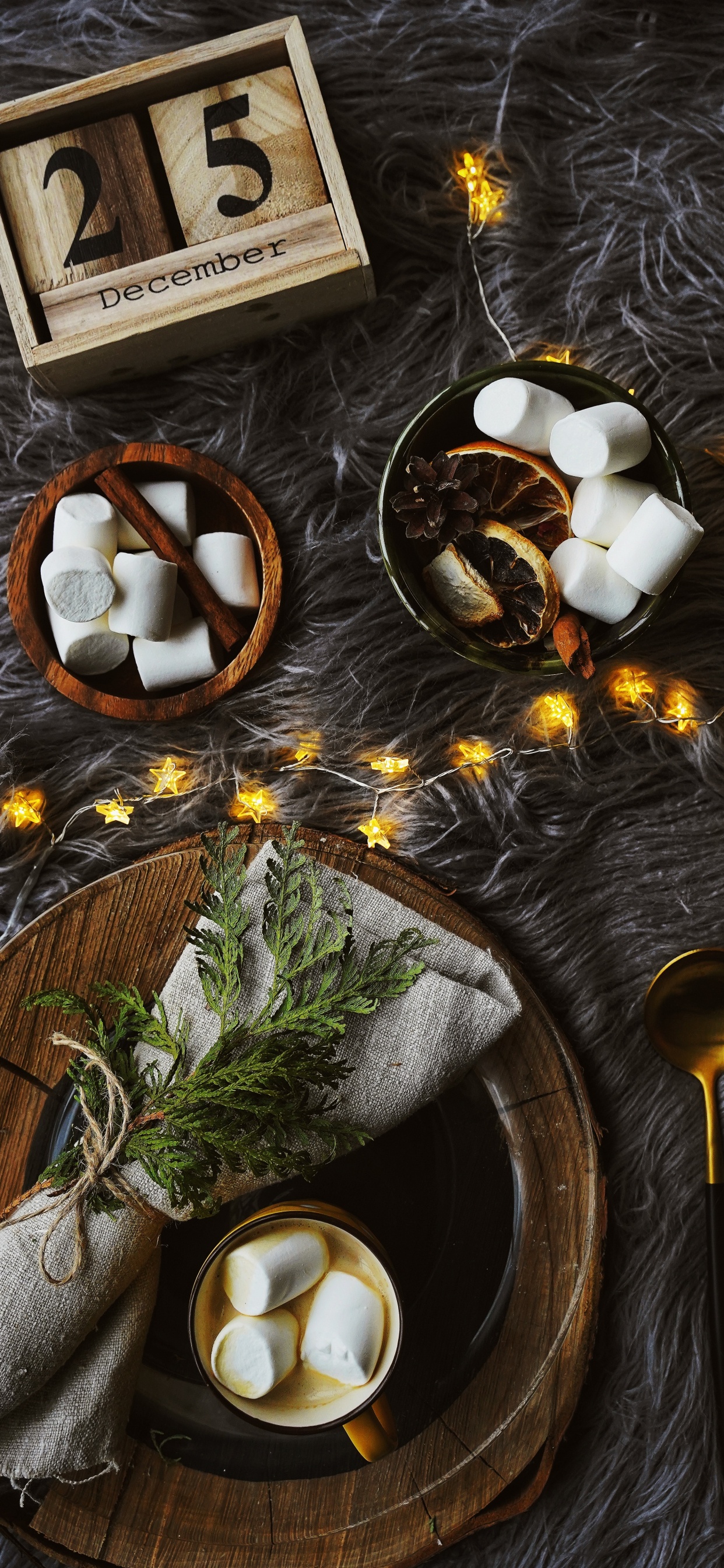 White and Brown Round Ornament on Gray Round Plate. Wallpaper in 1242x2688 Resolution