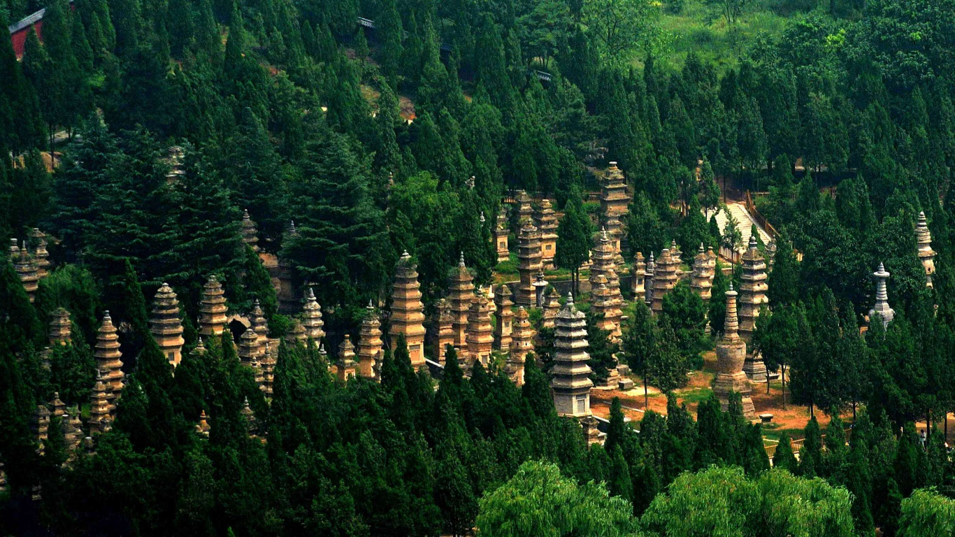 Weißes Und Braunes Betongebäude, Tagsüber Von Grünen Bäumen Umgeben. Wallpaper in 1366x768 Resolution