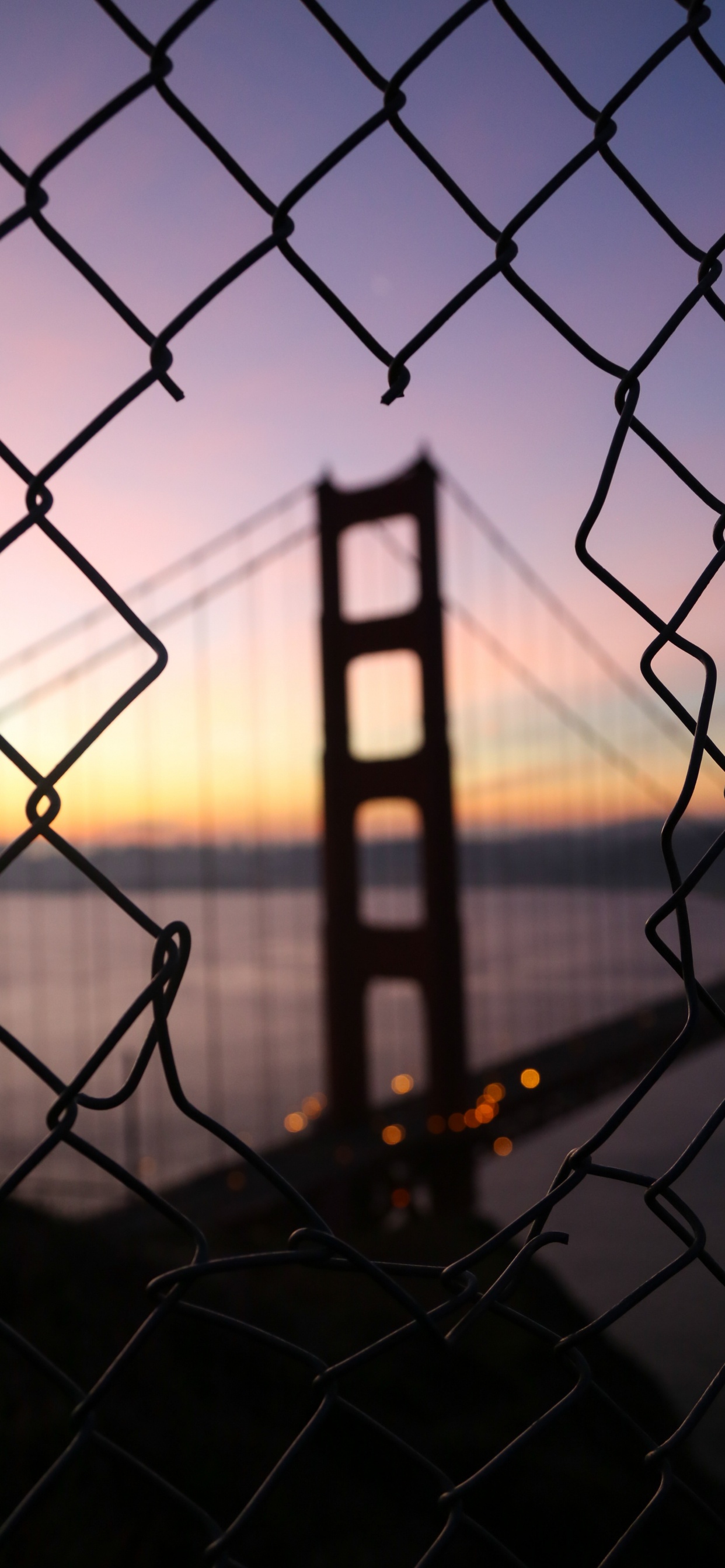 Black Metal Fence During Sunset. Wallpaper in 1242x2688 Resolution