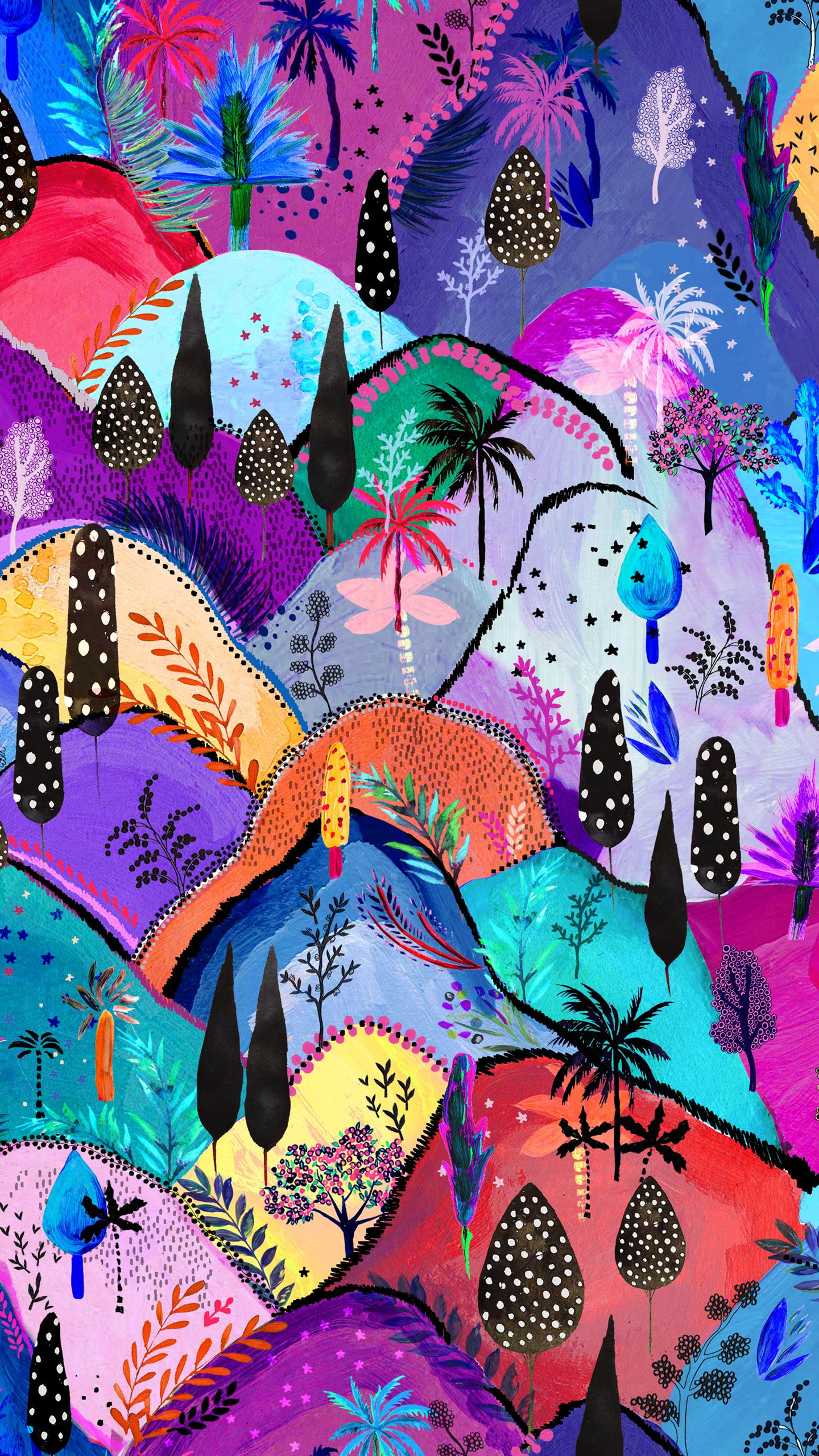 Patrón, Diseño, Naturaleza, Morado, Textil. Wallpaper in 1440x2560 Resolution