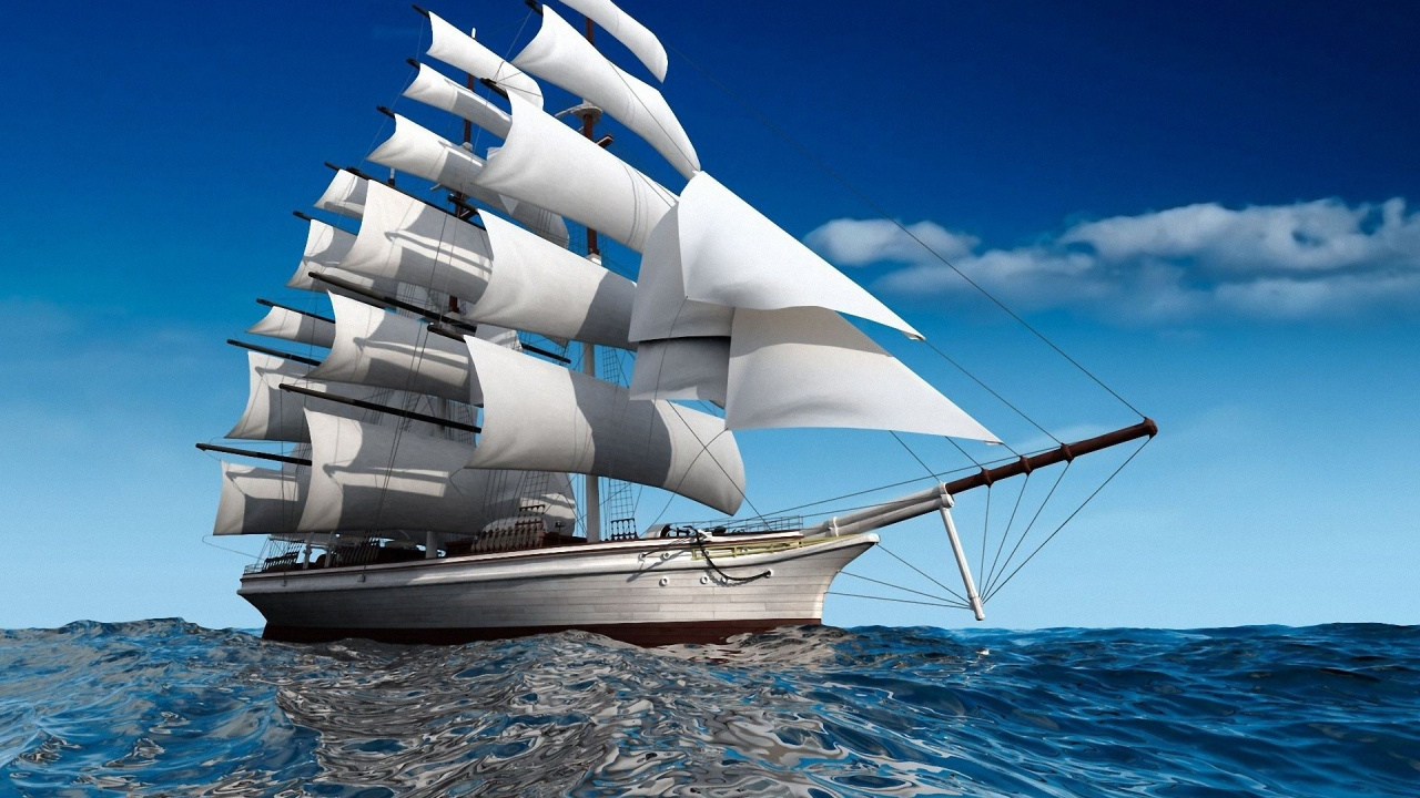 Weißes Segelboot Auf Dem Meer Unter Blauem Himmel Tagsüber. Wallpaper in 1280x720 Resolution
