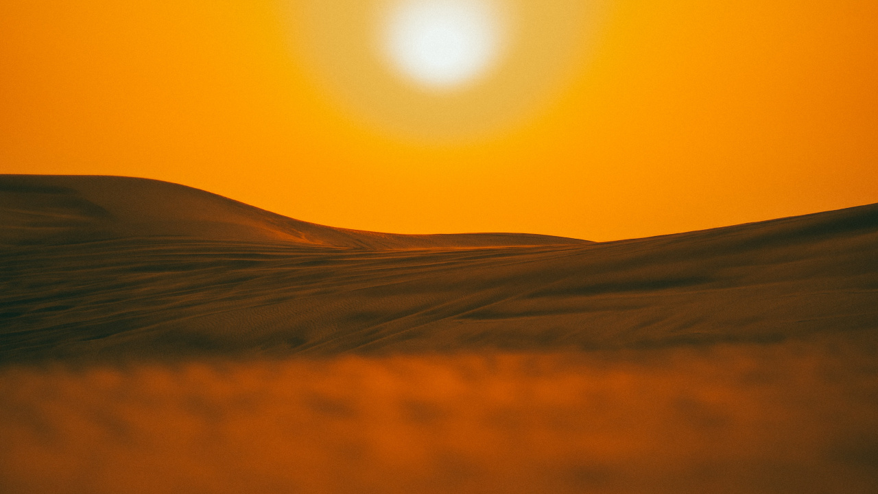 Sand, Morgen, Afterglow, Orange, Himmel. Wallpaper in 1280x720 Resolution