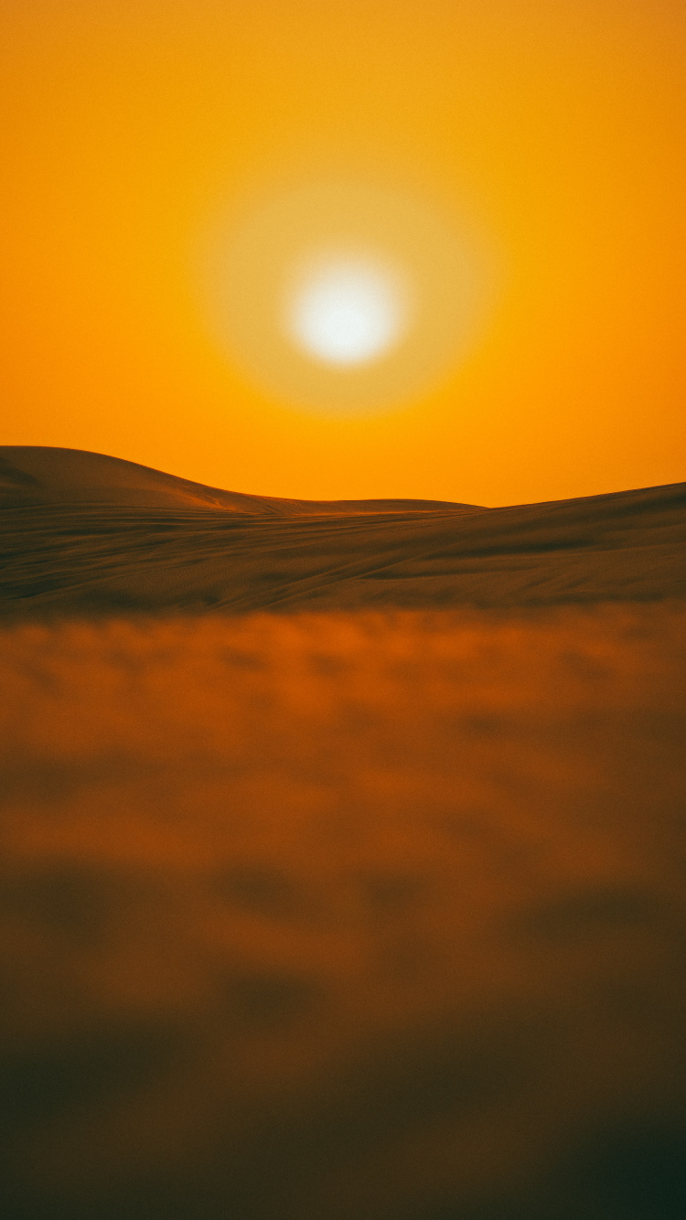 Sand, Morgen, Afterglow, Orange, Himmel. Wallpaper in 750x1334 Resolution
