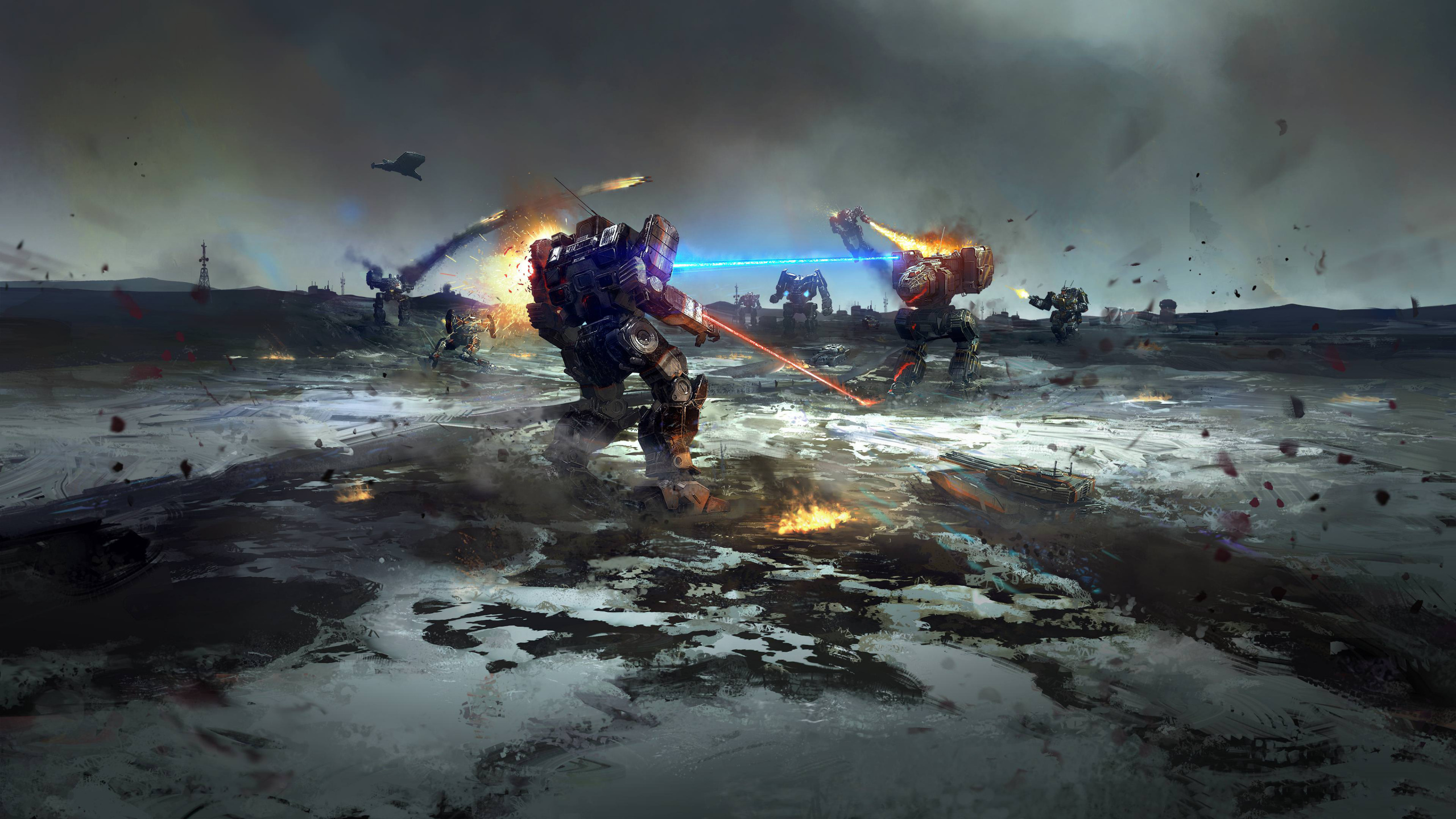 BattleTech, Verrückte Schemata, Pc-Spiel, Explosion, Raum. Wallpaper in 2560x1440 Resolution