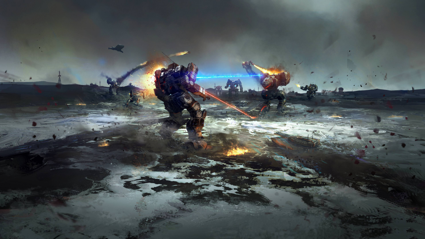 BattleTech, Schémas Farfelus, Jeu Pc, Explosion, Espace. Wallpaper in 1366x768 Resolution