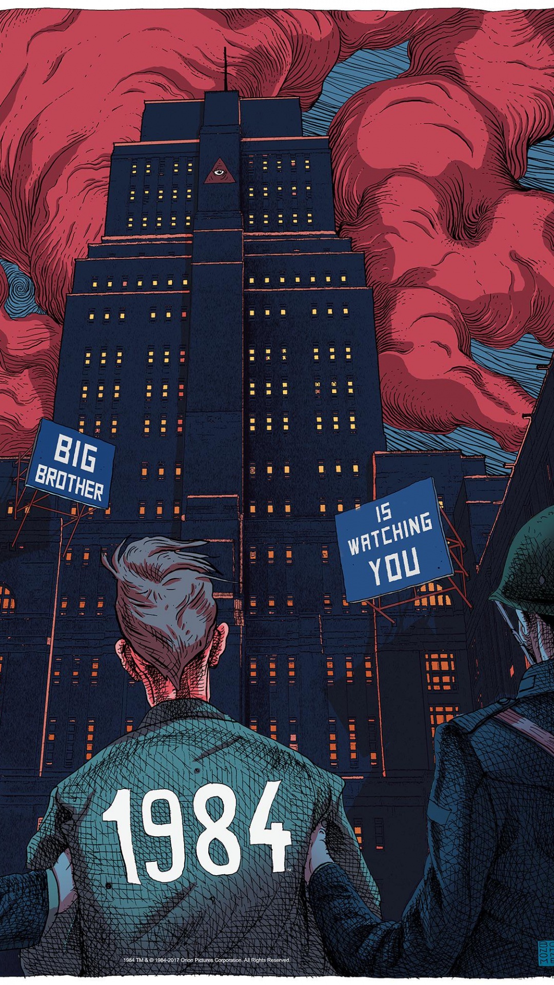 Olivier Bonhomme 1984, Nineteen Eighty-four, Poster, Illustration, Film Poster. Wallpaper in 1080x1920 Resolution