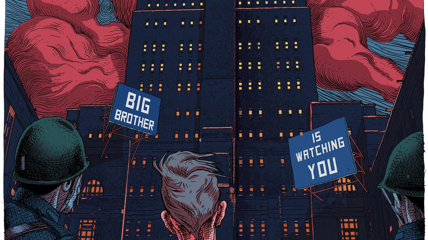 Olivier Bonhomme 1984, Nineteen Eighty-four, Poster, Illustration, Film Poster. Wallpaper in 1366x768 Resolution