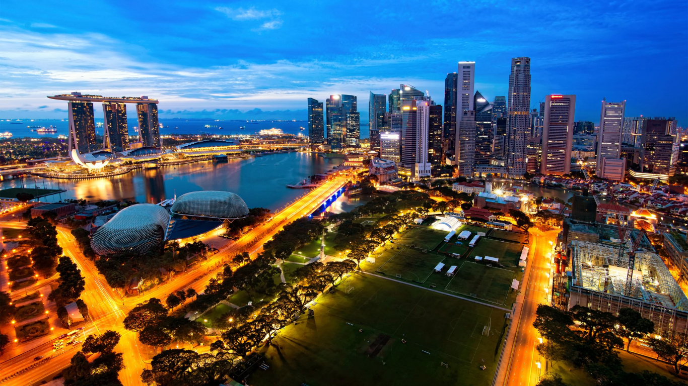 City Skyline During Night Time. Wallpaper in 1366x768 Resolution