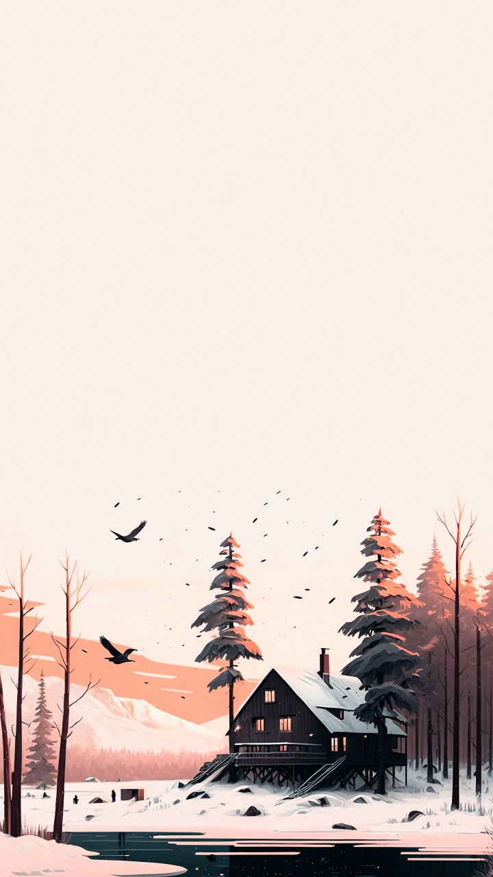 Gebäude, Fenster, Baum, Schnee, Branch. Wallpaper in 720x1280 Resolution