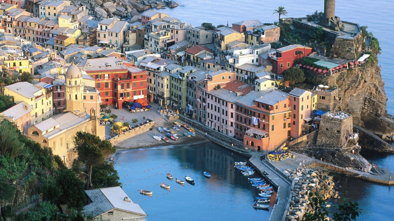 城市, 海岸, 旅游业, 村庄, 鸟瞰图 壁纸 1280x720 允许