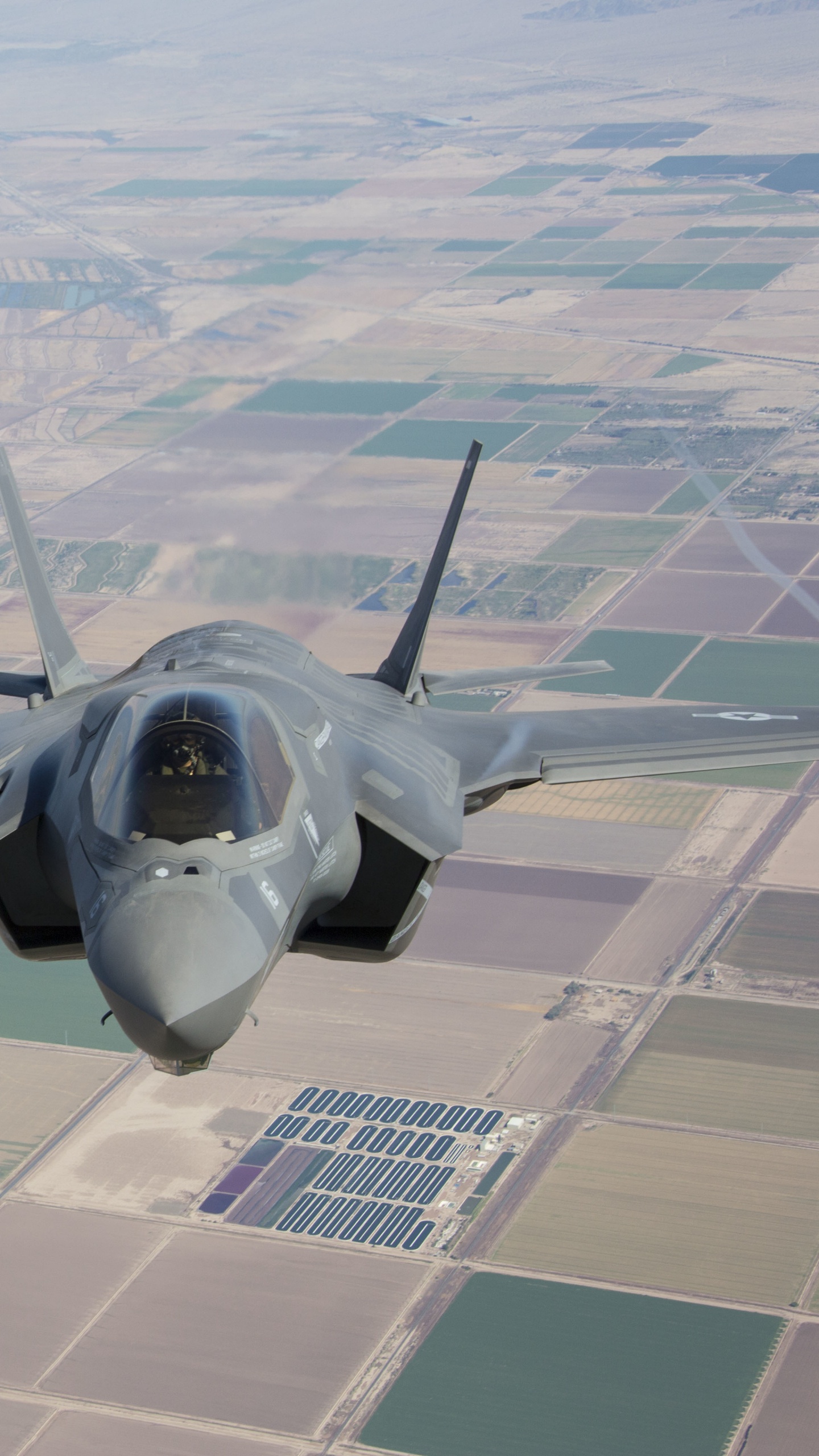 Avion à Réaction Noir Dans Les Airs Pendant la Journée. Wallpaper in 1440x2560 Resolution