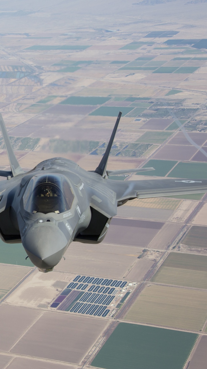 Avion à Réaction Noir Dans Les Airs Pendant la Journée. Wallpaper in 720x1280 Resolution