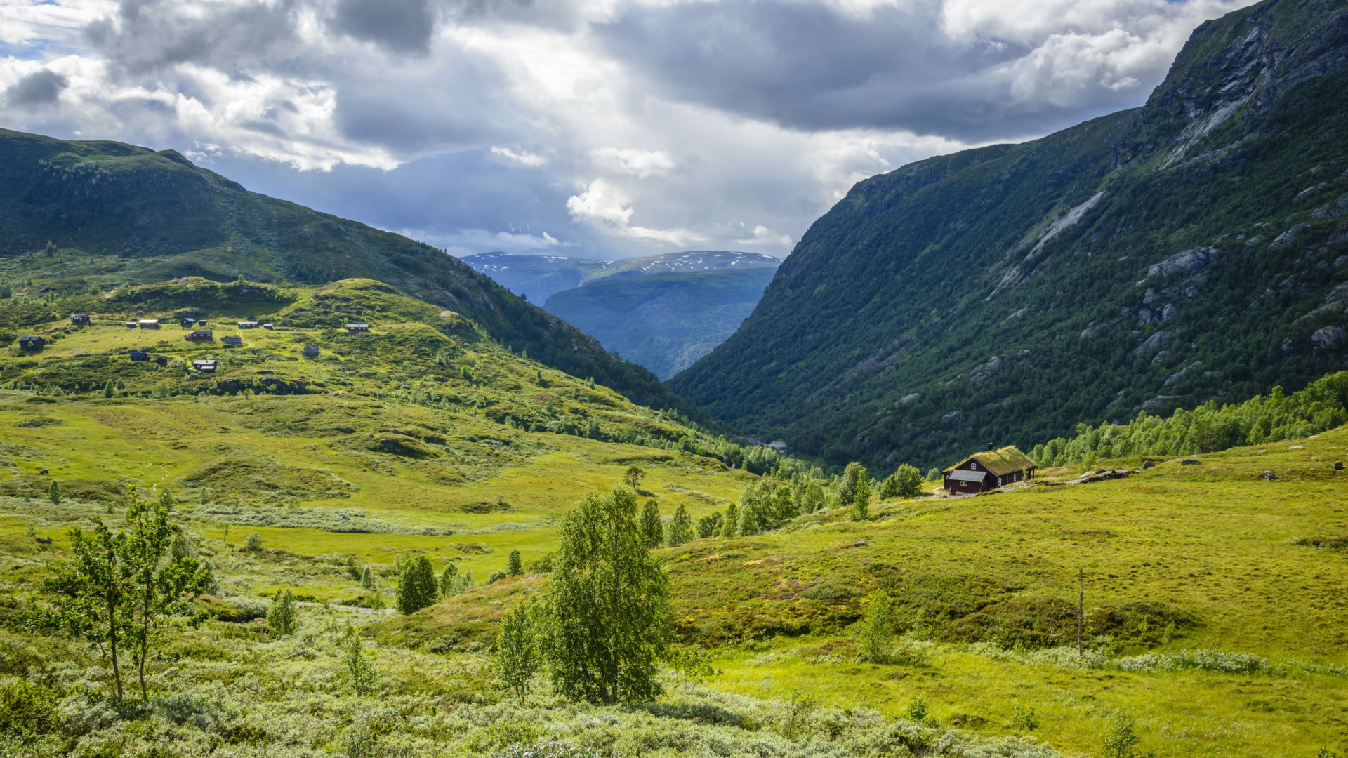 Green Grass Field and Mountains Under White Clouds and Blue Sky During Daytime. Wallpaper in 1920x1080 Resolution