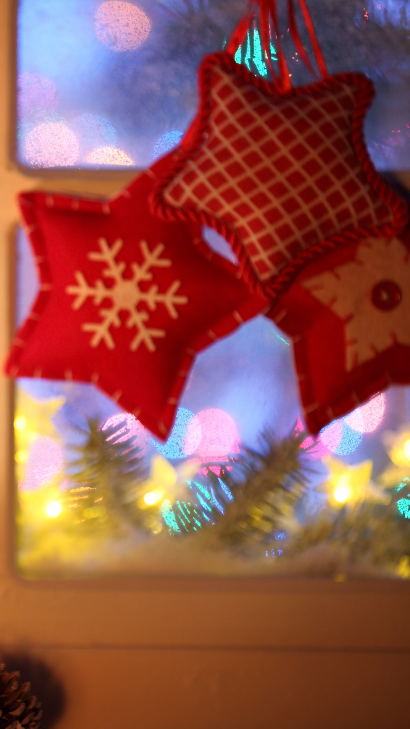 圣诞节那天, 圣诞装饰, 假日, 圣诞彩灯, 圣诞窗口 壁纸 1440x2560 允许