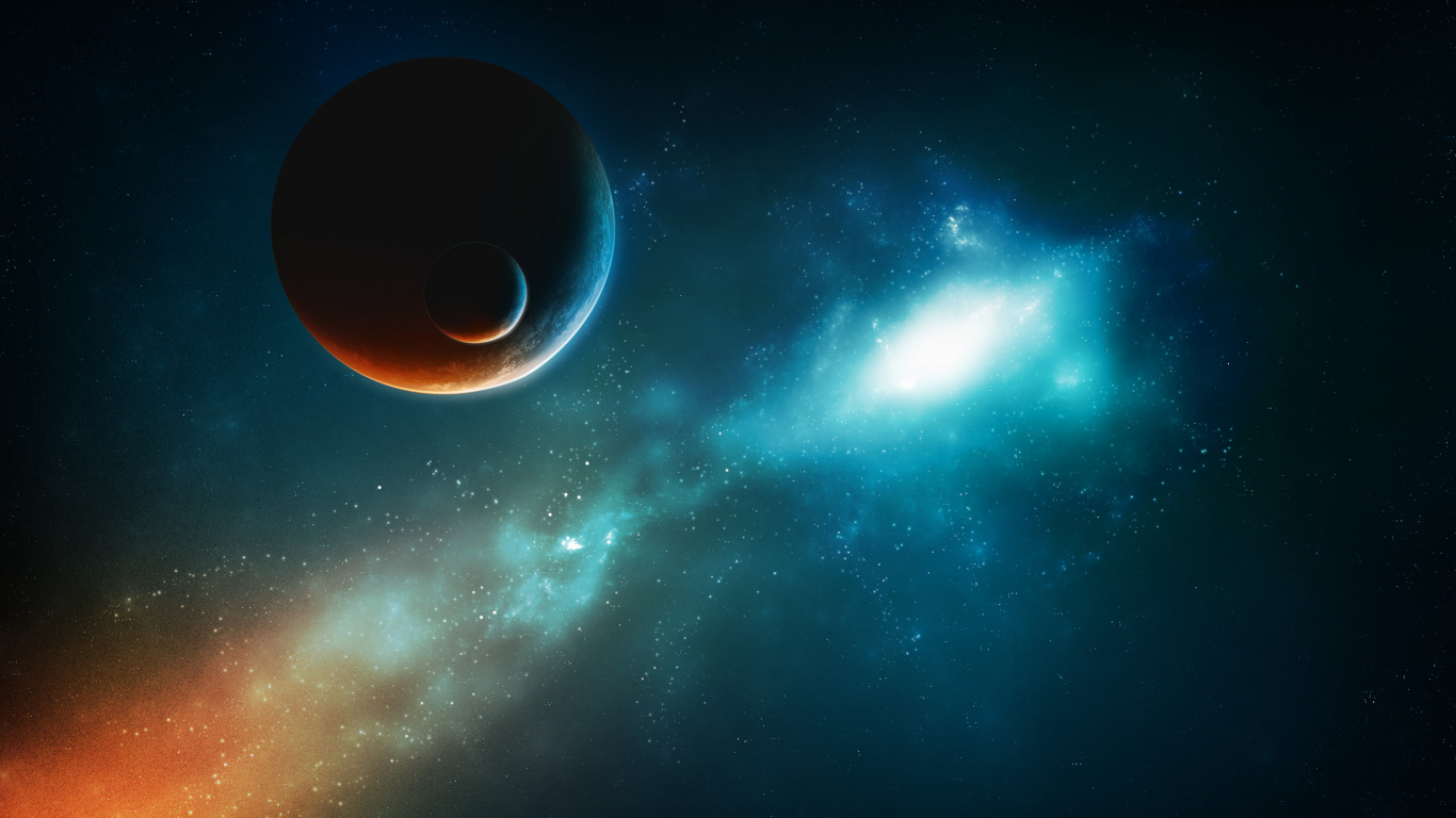 Blue and White Galaxy Illustration. Wallpaper in 1366x768 Resolution