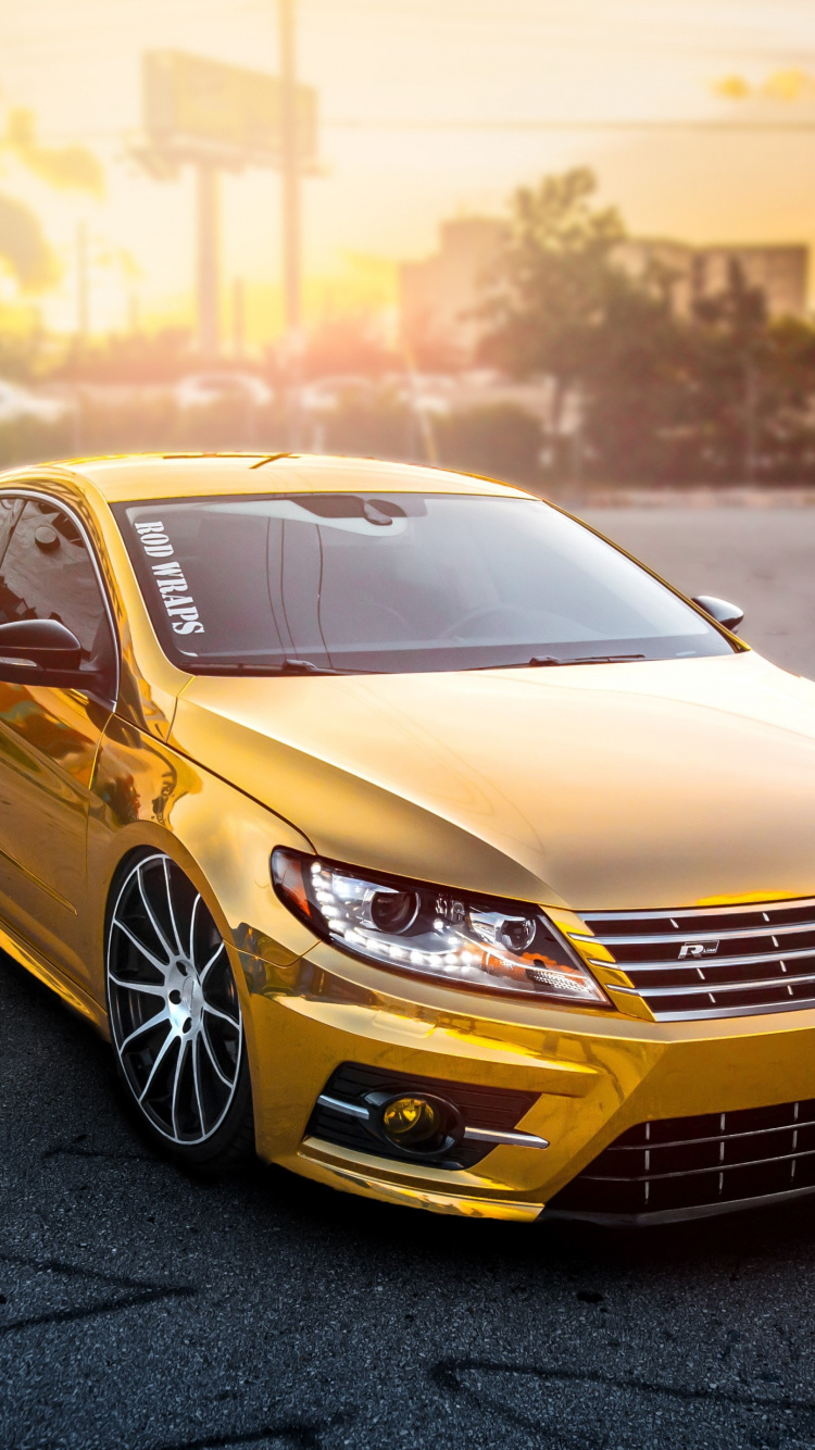 vw Passat cc Gold, 2009 Volkswagen Cc, Volkswagen Passat, Volkswagen, Volkswagen Group. Wallpaper in 750x1334 Resolution