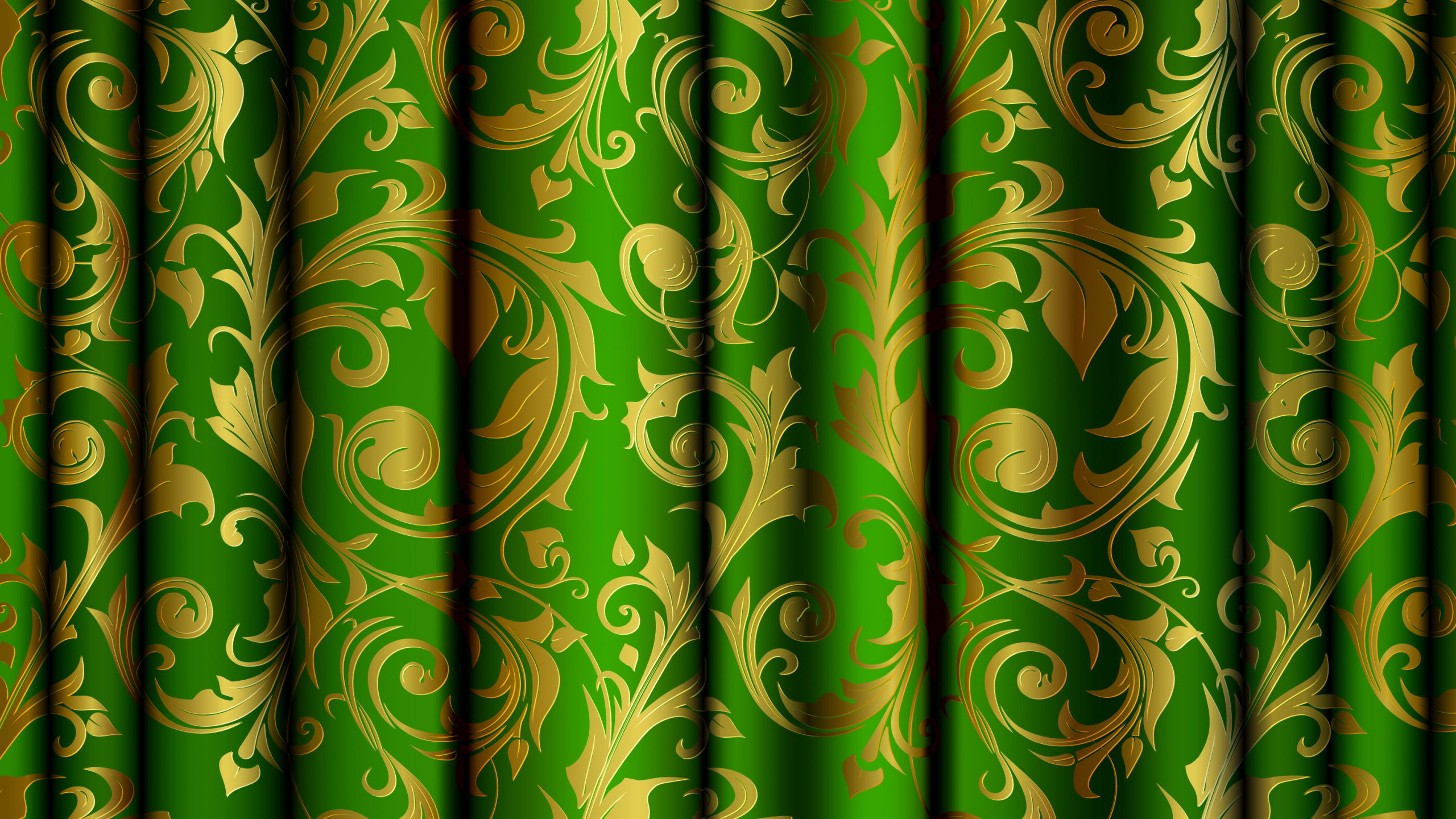 Green and White Floral Curtain. Wallpaper in 2560x1440 Resolution